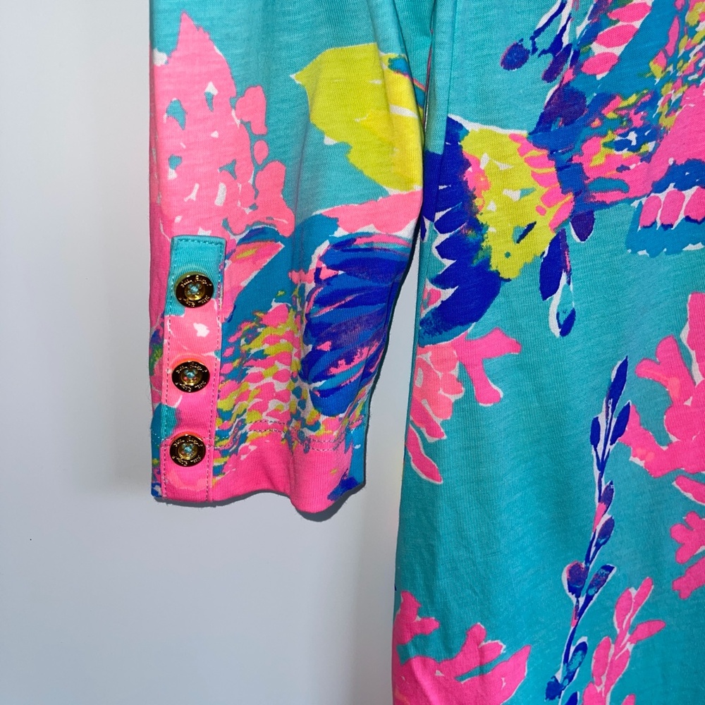 Lilly Pulitzer Riva Shorely Blue Sandstorm V-Neck Dress Size Small - Picture 5 of 7